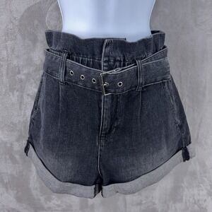 ALICE + OLIVIA Rosemary Paperbag Shorts Womens Size 25‎ Black High Rise Belted